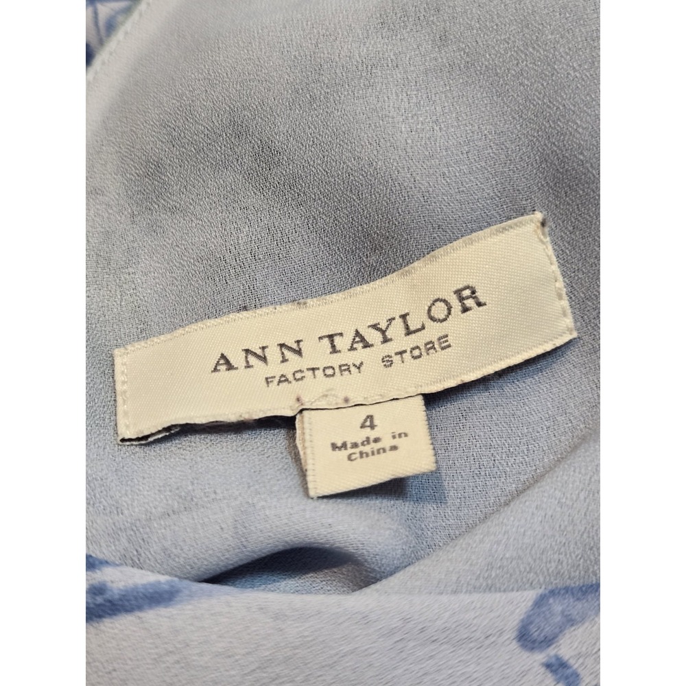 Ann Taylor‎ Factory Store Women's Light Blue Flowery Dress Size 4 - Picture 6 of 7